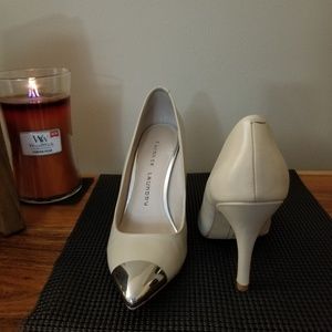 Chinese Laundry Shoes - Chinese Laundry cream high heel with silver toe Chinese Laundry Shoes - Chinese Laundry cream high heel with silver toe